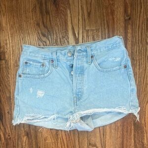 Levi’s Light Blue Distressed Denim Shorts